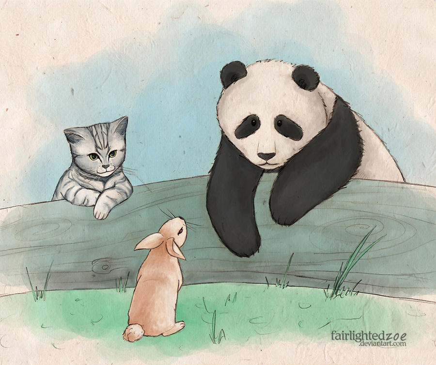 cat rabbit panda by fairlightedzoe on