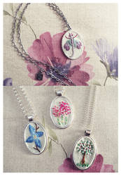 embroidered pendants