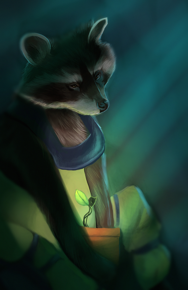 Rocket and Groot sprout by Followthepaws
