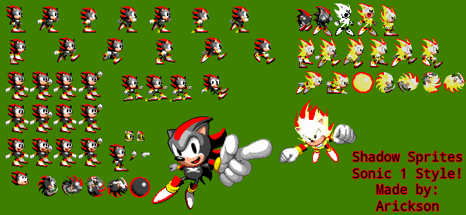 Shadow Sprites Sonic 1 Style by ARICKSONGAMER on DeviantArt