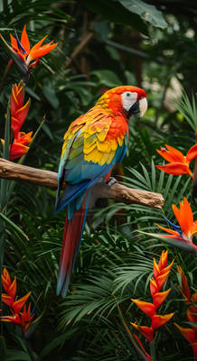 Colorful parrot perched on a branch