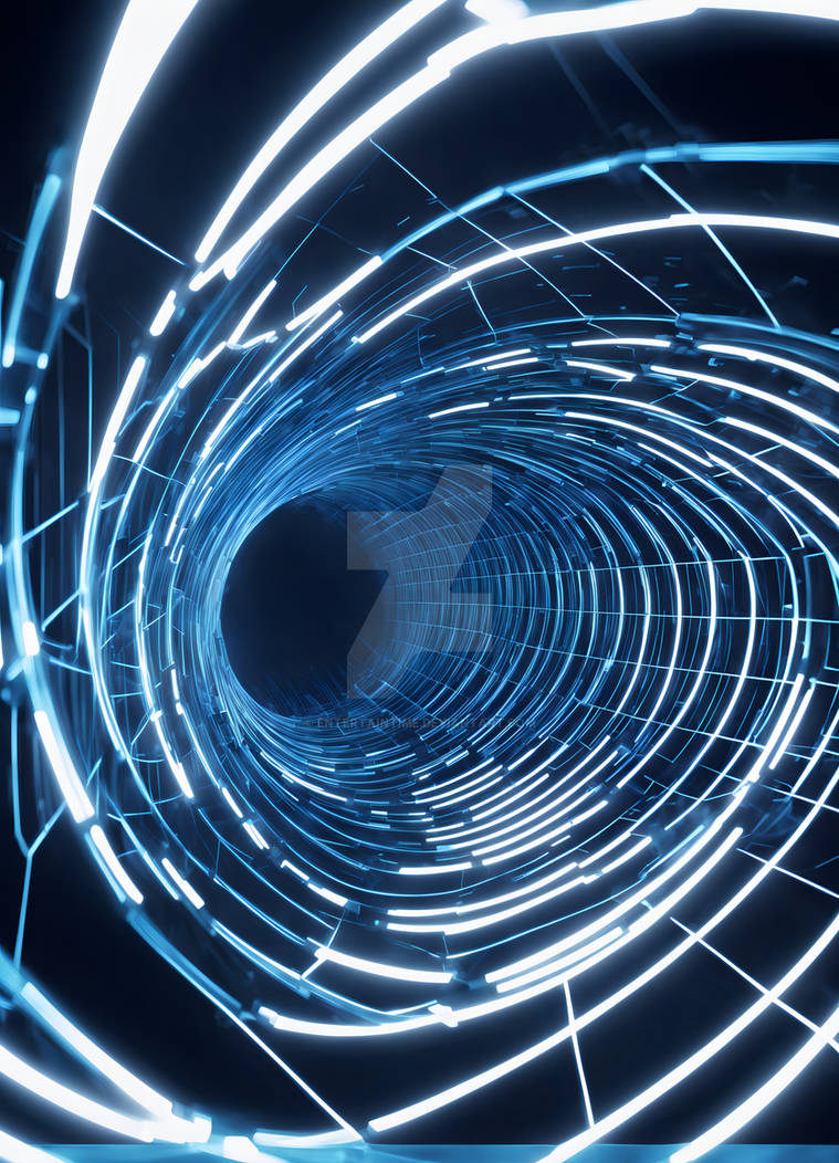 Animated Digital Wireframe Tunnel Forming Vortex M