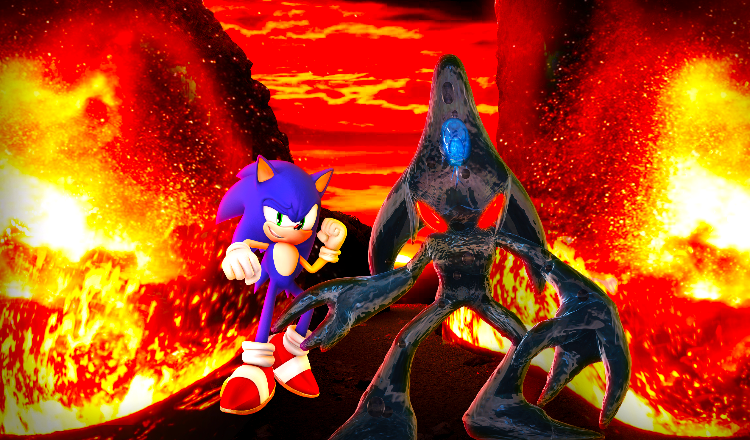 metal sonic and chaos sonic (sonic and 1 more) drawn by chicobrrr
