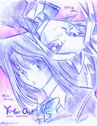 Anzu and Yami on Linen by mingming07