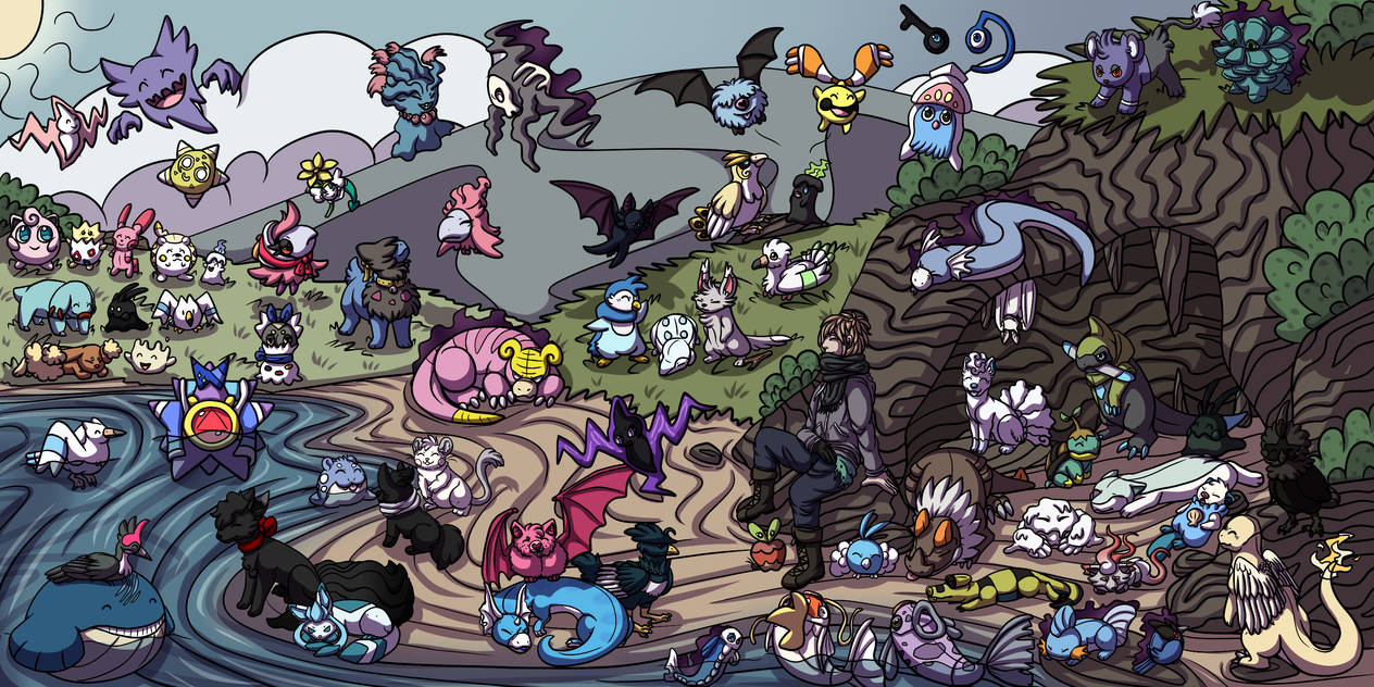 Pokemon Slt SL - To many Pokemon at the Beach by KarasuShade on DeviantArt
