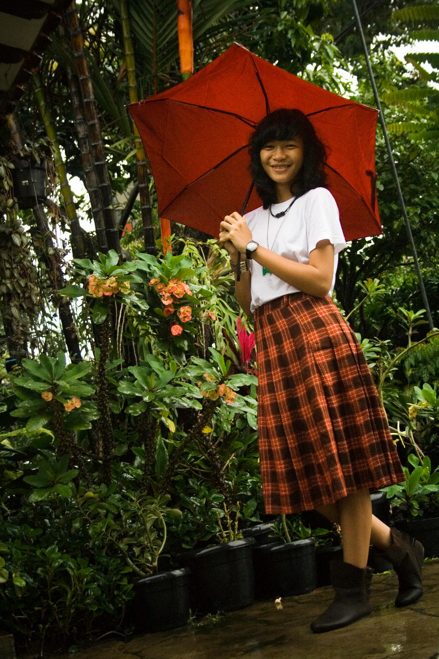 a girl and the pouring rain