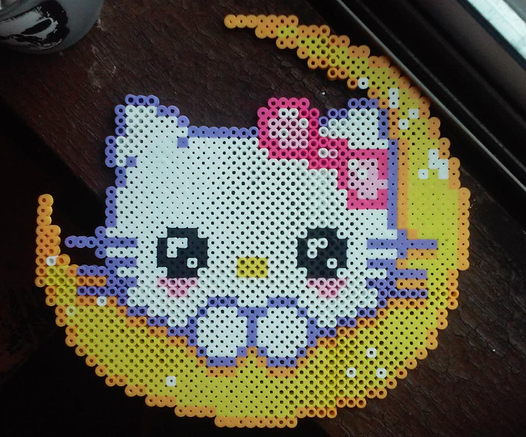 Hello Kitty Moon Perler by ZombieLolitaPrincess on DeviantArt