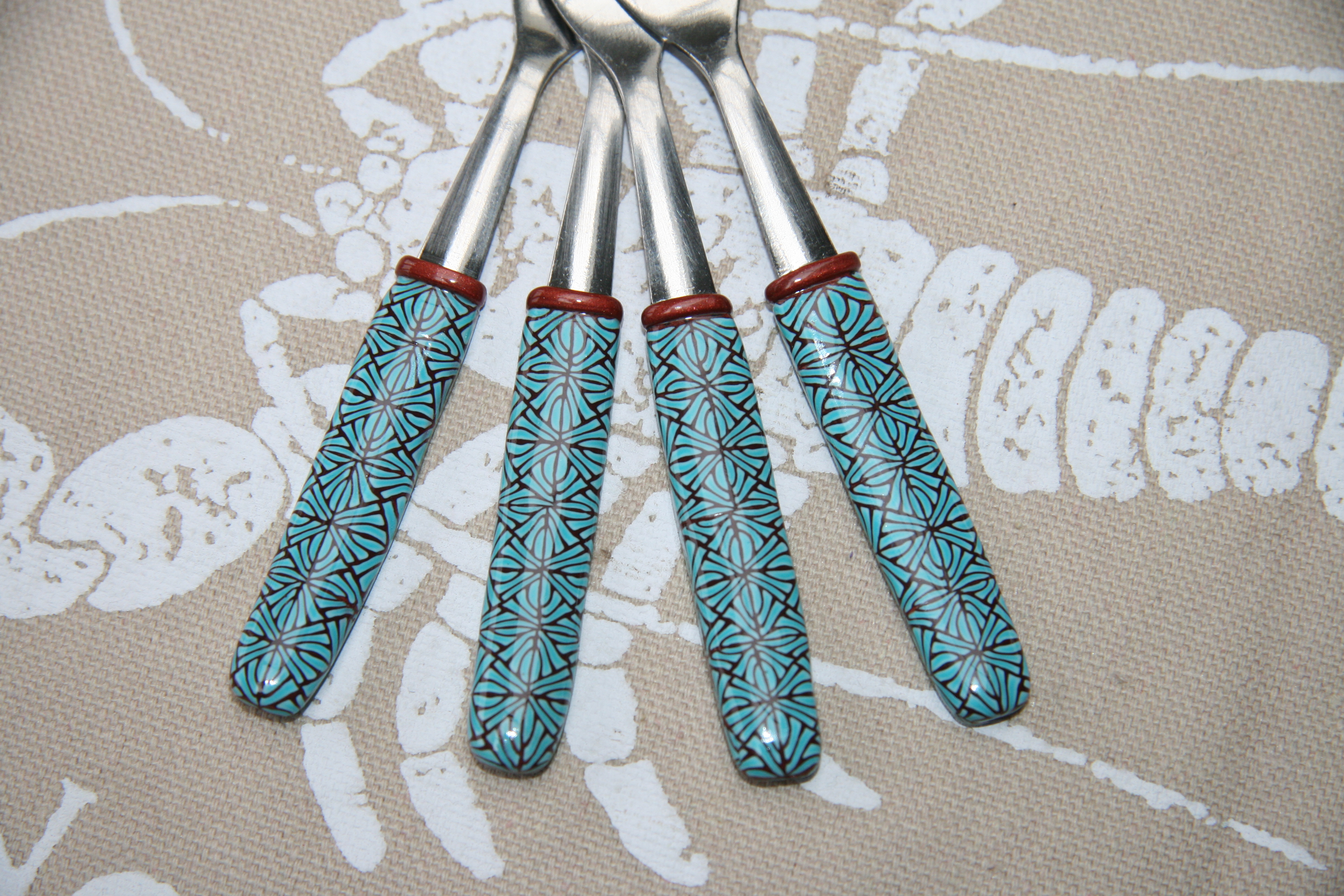 Polymer clay coverd cake forks