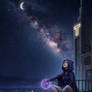 Teen Titans Raven, staring at the starry sky
