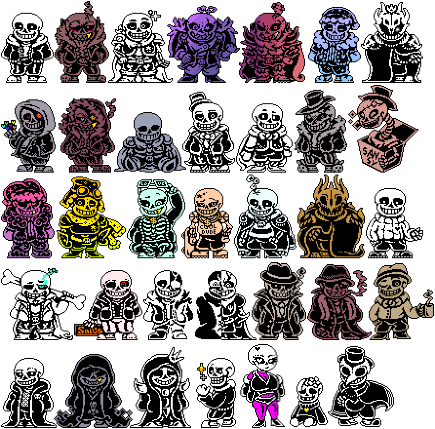 All my sans aus pixel art (they are a lot) - JaimeArt - Folioscope