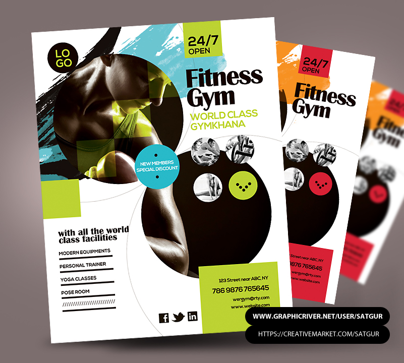Download Gym Flyer Template With Image Free Download Vector Psd And Stock Image PSD Mockup Templates