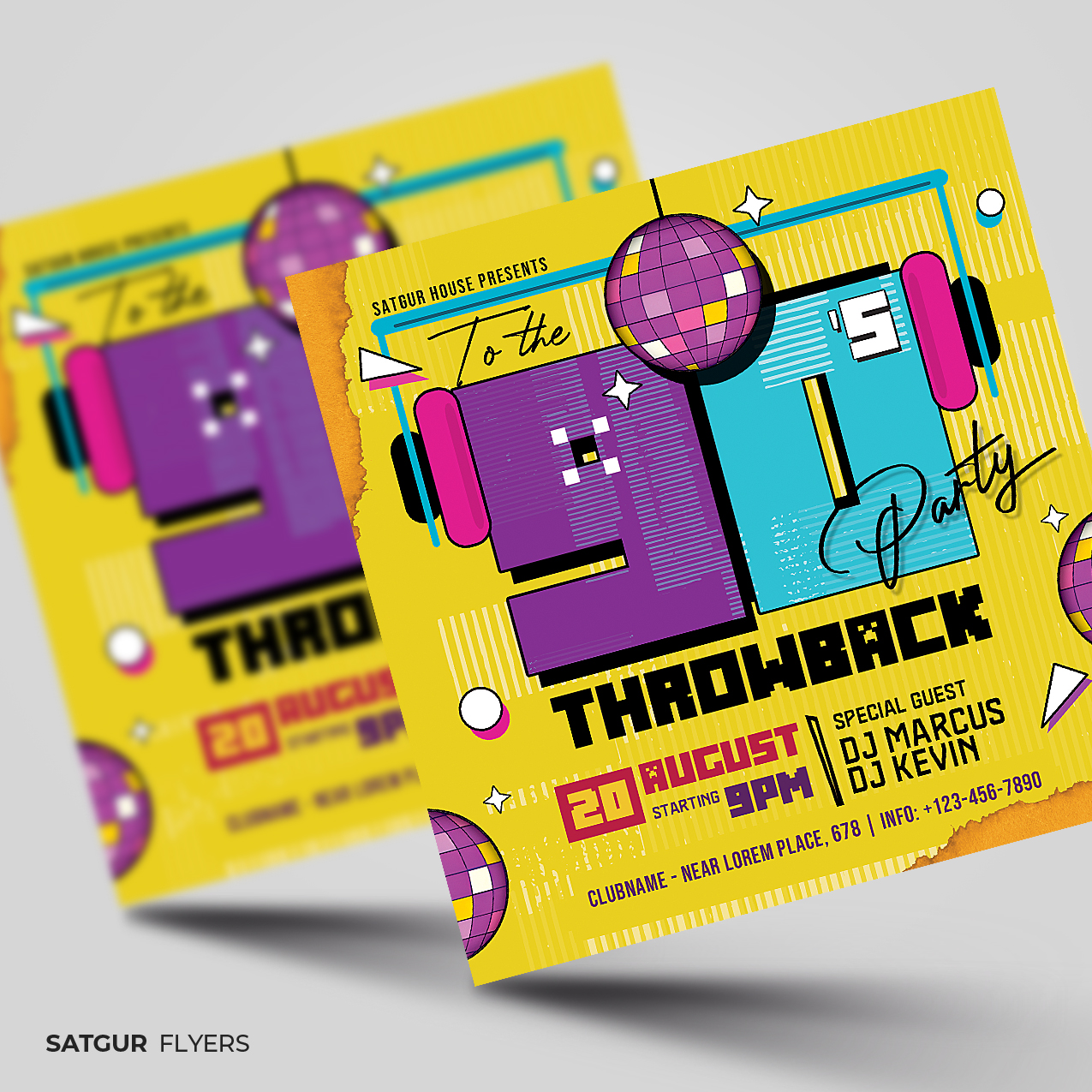 80s 90s Retro Party Flyer Template - PSD
