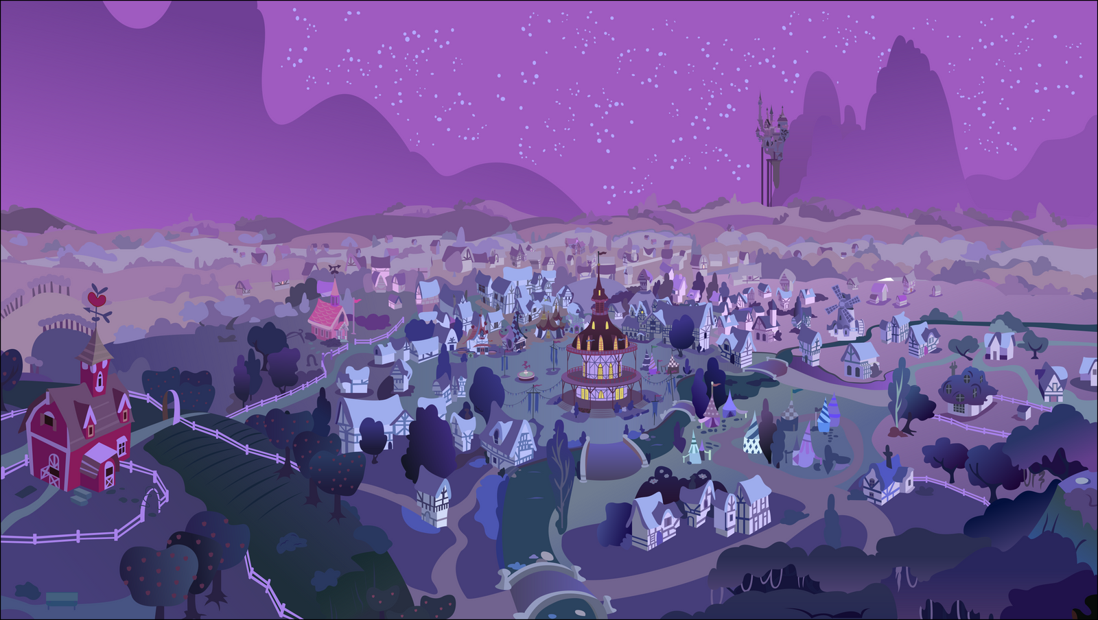 A View of Ponyville (Night)