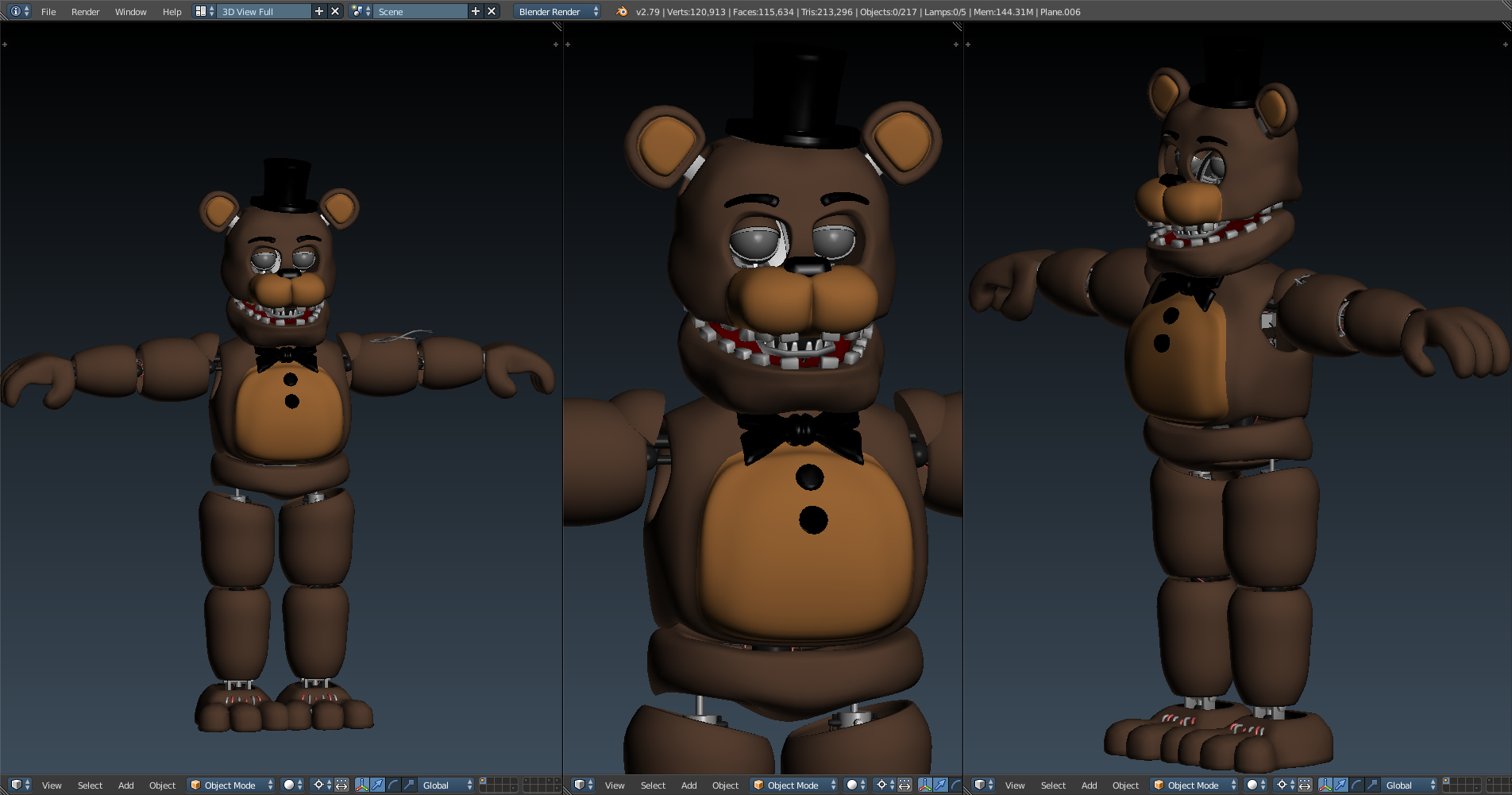 3D Modeling Withered Freddy - 3D Model 