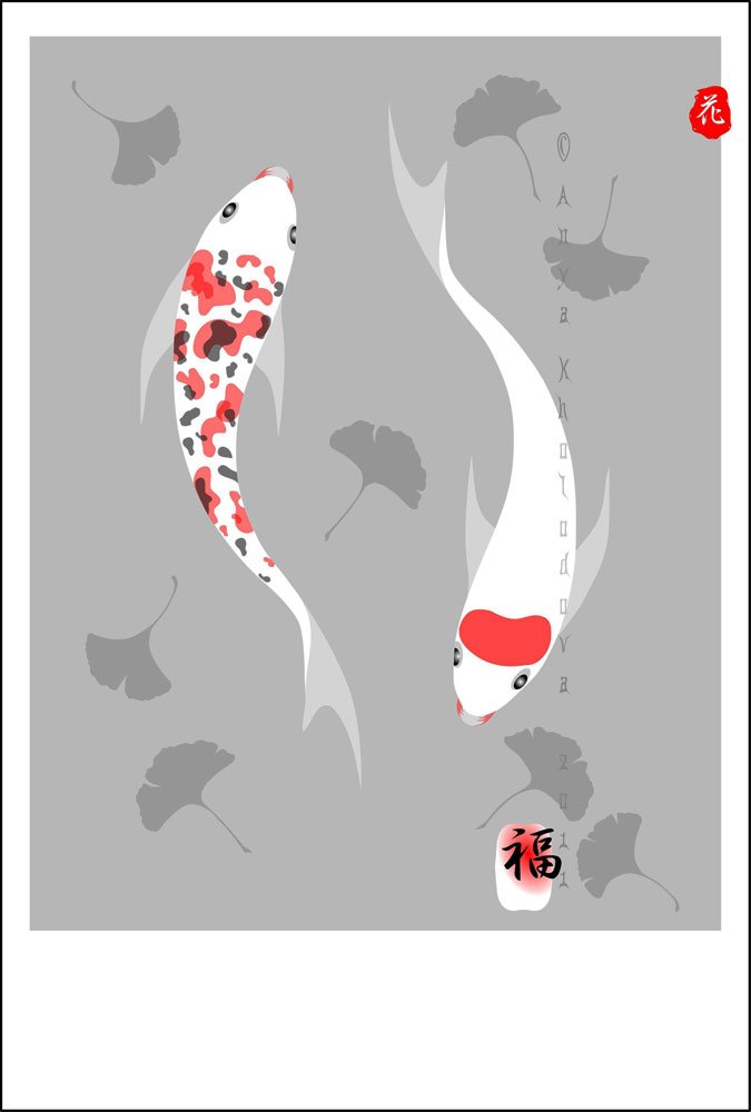 Koi and Ginkgo Leaves