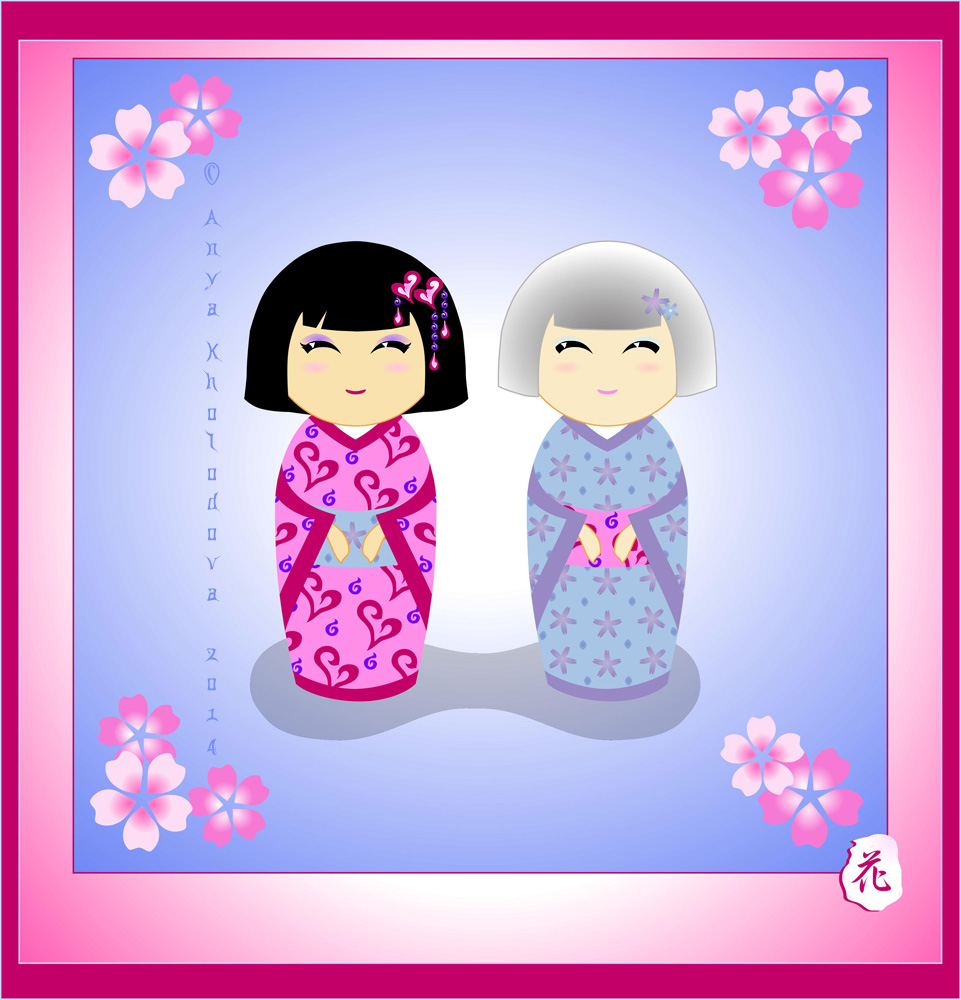 kokeshi : Mom and  Daughter