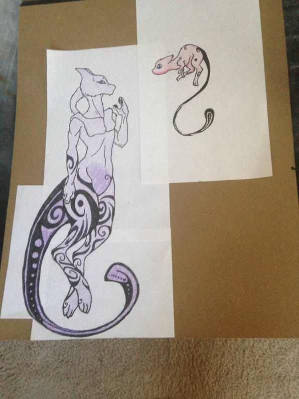 Mew and Mewtwo tattoo design by ecrenia on DeviantArt