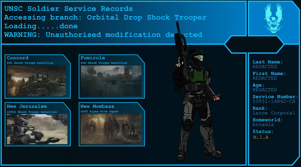 Unsc Odst Rookie UNSC Service Records - ODST - Xray by Xrayleader on DeviantArt