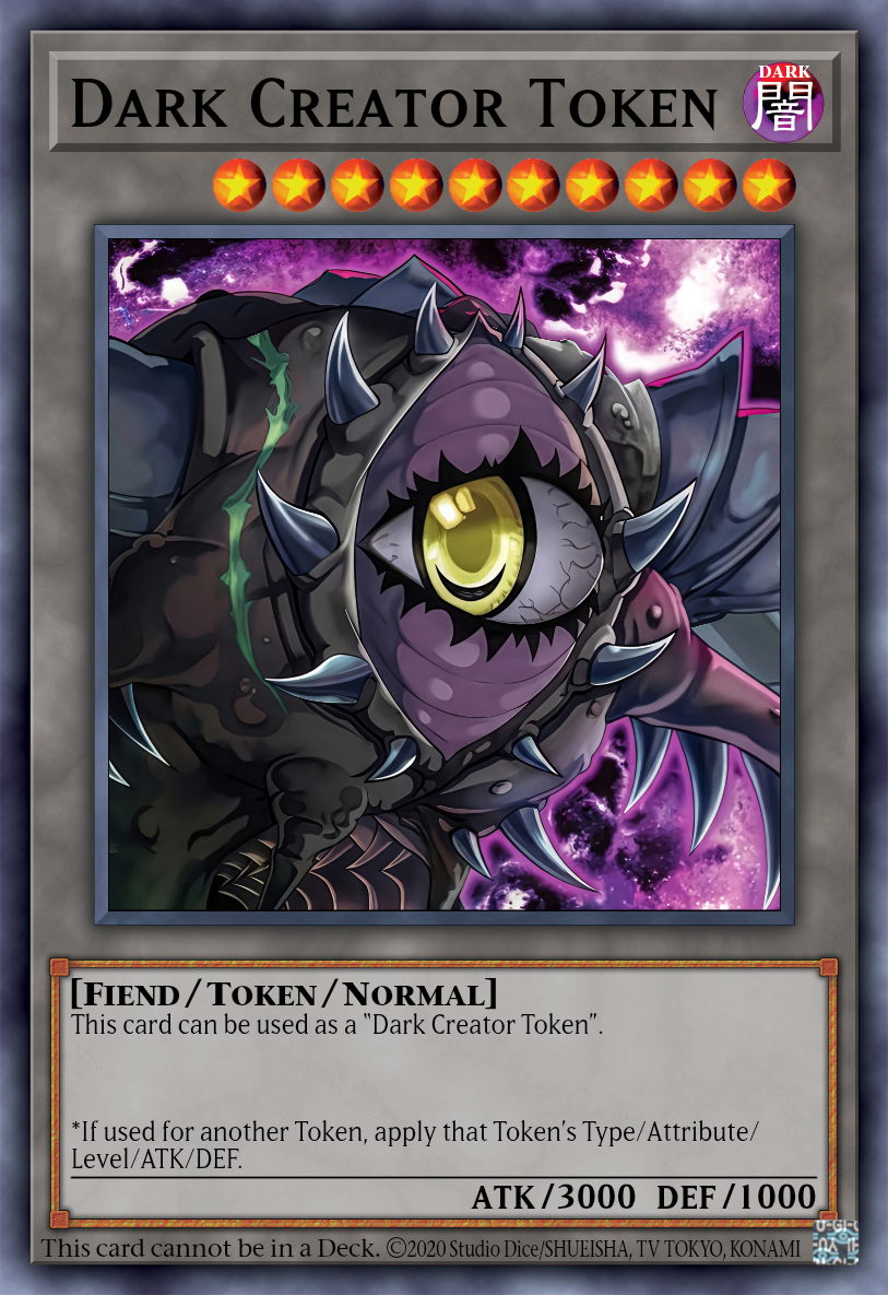 yugioh creator card The RDS-EN005 1st Edition Ultra Rare Near Mint You can target 3 banished monsters with different names Dark Creator Token by LigerrFanArt
