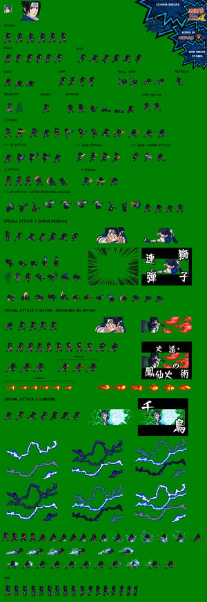 Sasuke No Headband Nor Wristbands NC3 Sprite Sheet