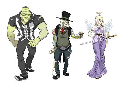 Santa versus Dracula character designs