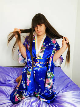 Veronica in Blue Silk / Satin Japan Kimono #3