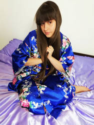 Veronica in Blue Silk / Satin Japan Kimono #4