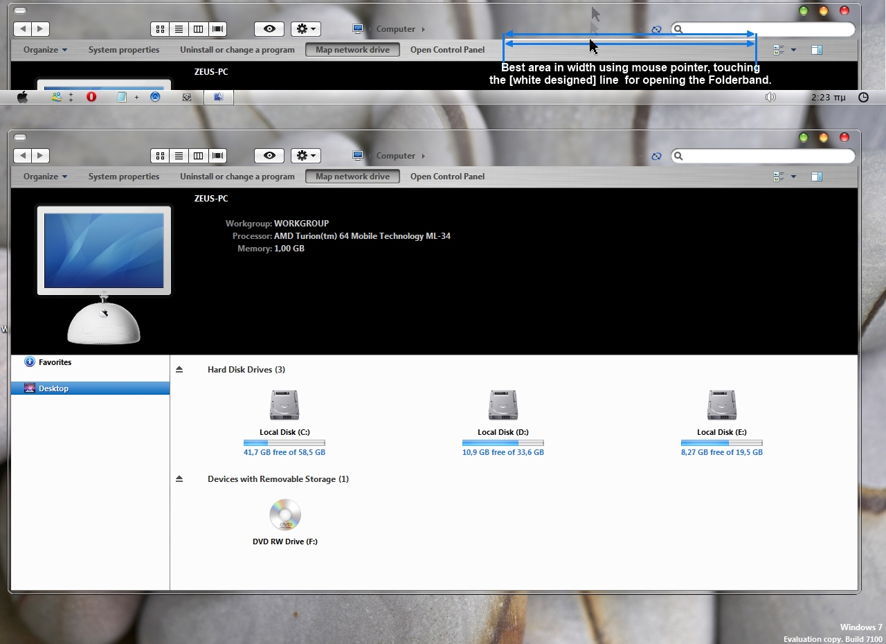 Auto-hide Folderband of win 7