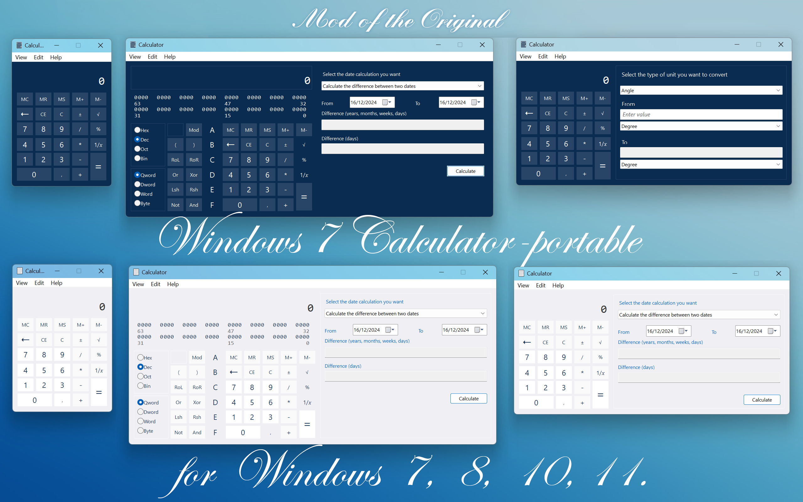 Windows 7 Calculator modification in 2 colors vers