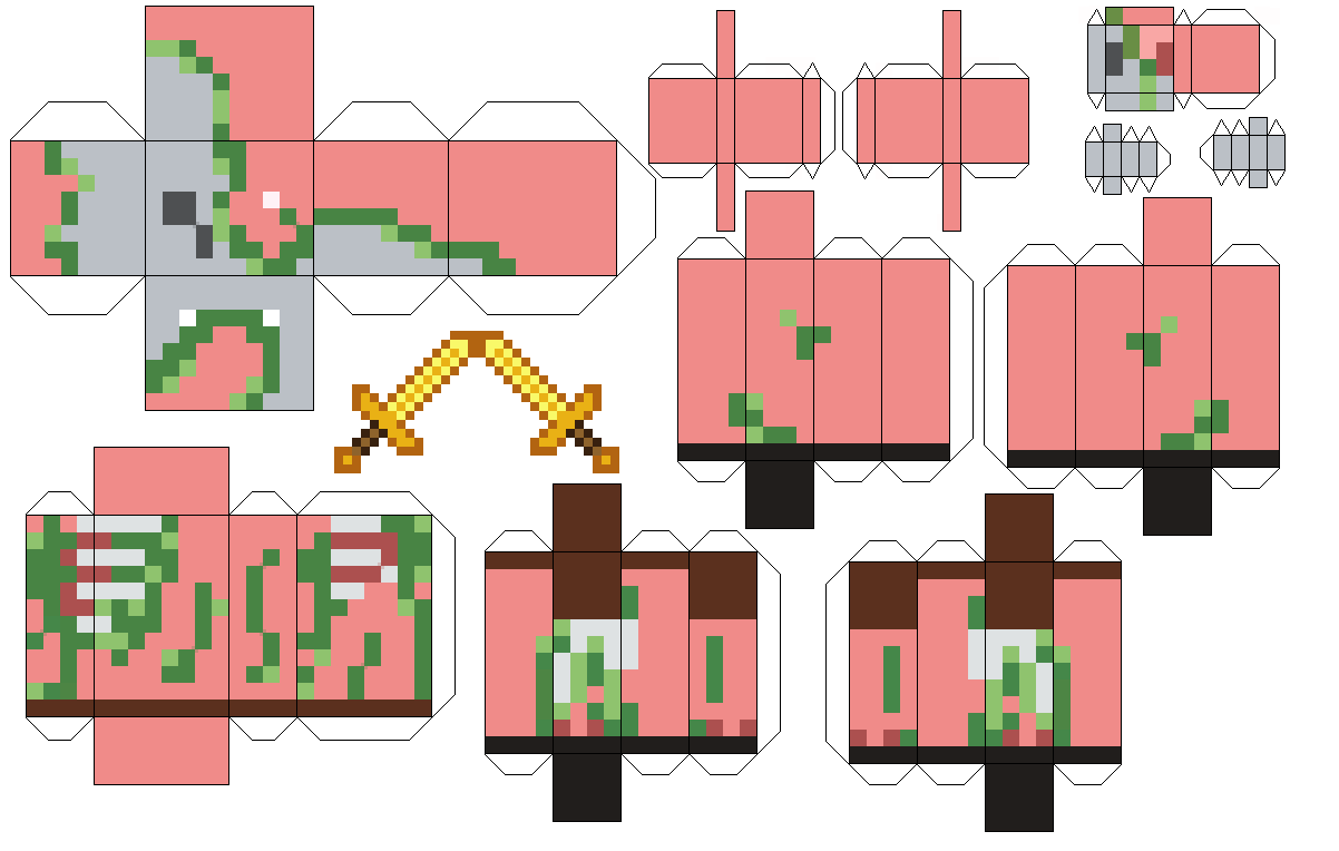 Zombie Minecraft Paper Craft Model