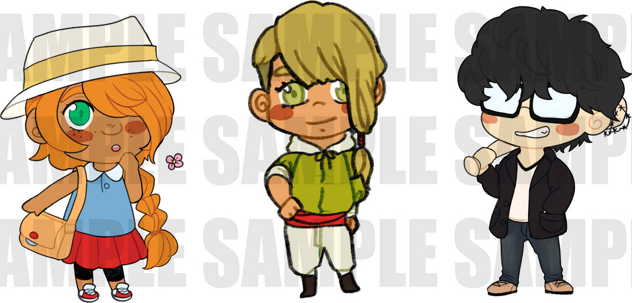 chibi commission examples by mekatali on DeviantArt