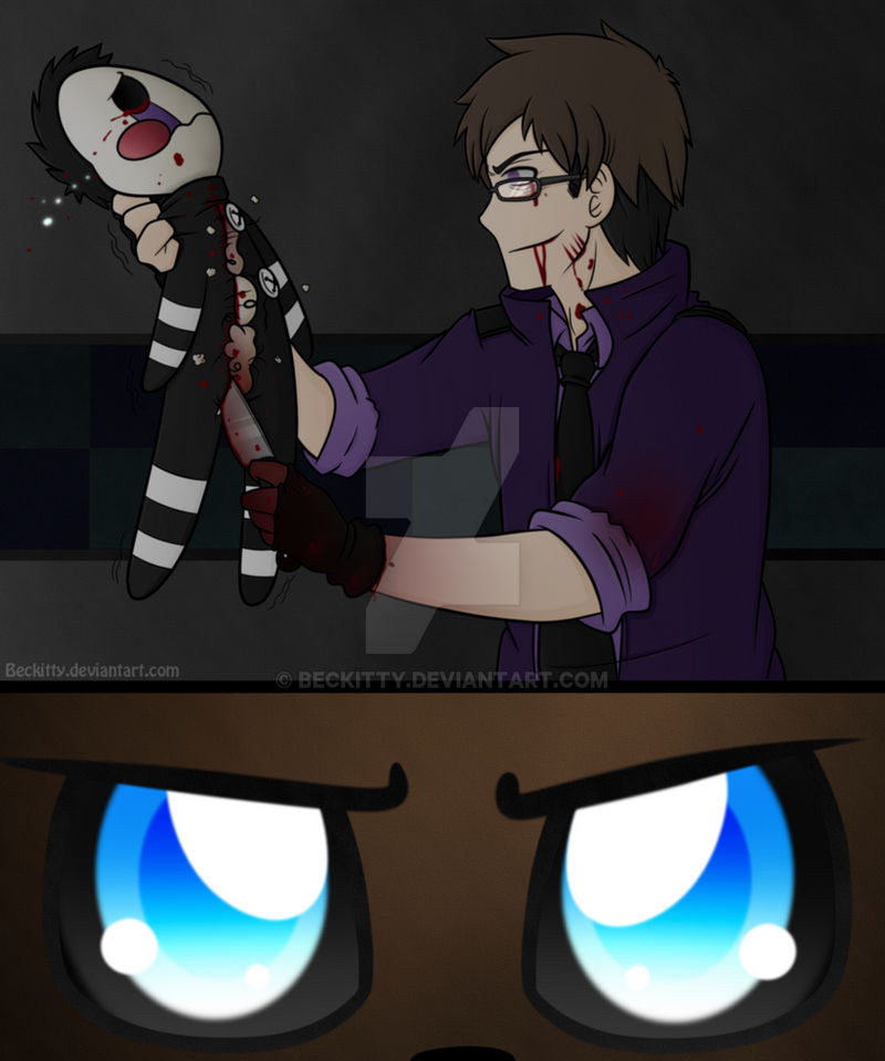 Creepy animatronic in anime art style