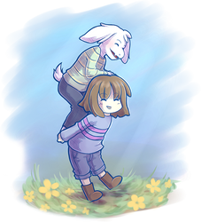 Frisk x Asriel by Kaweii