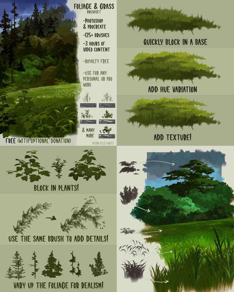 free foliage grass brushset by