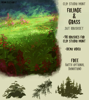 Free Clip Studio Paint foliage brushset