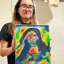 Holding My Painting Of Mona Lisa Hurricane Themed