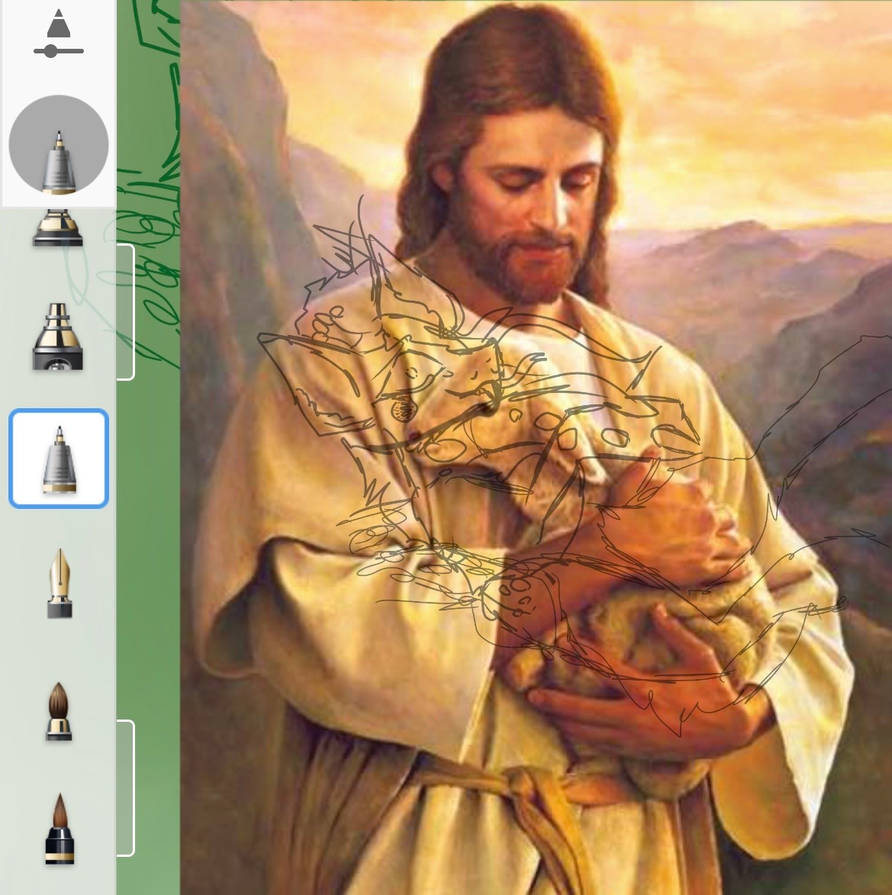 Jesus Sketch Underlay Of Photo Edit Idea Proof