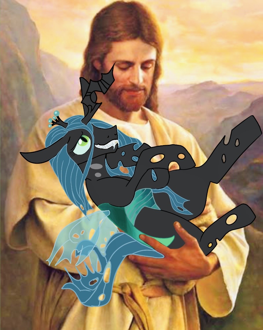 Jesus Holding MlP Queen Chrysalis - Art Edit