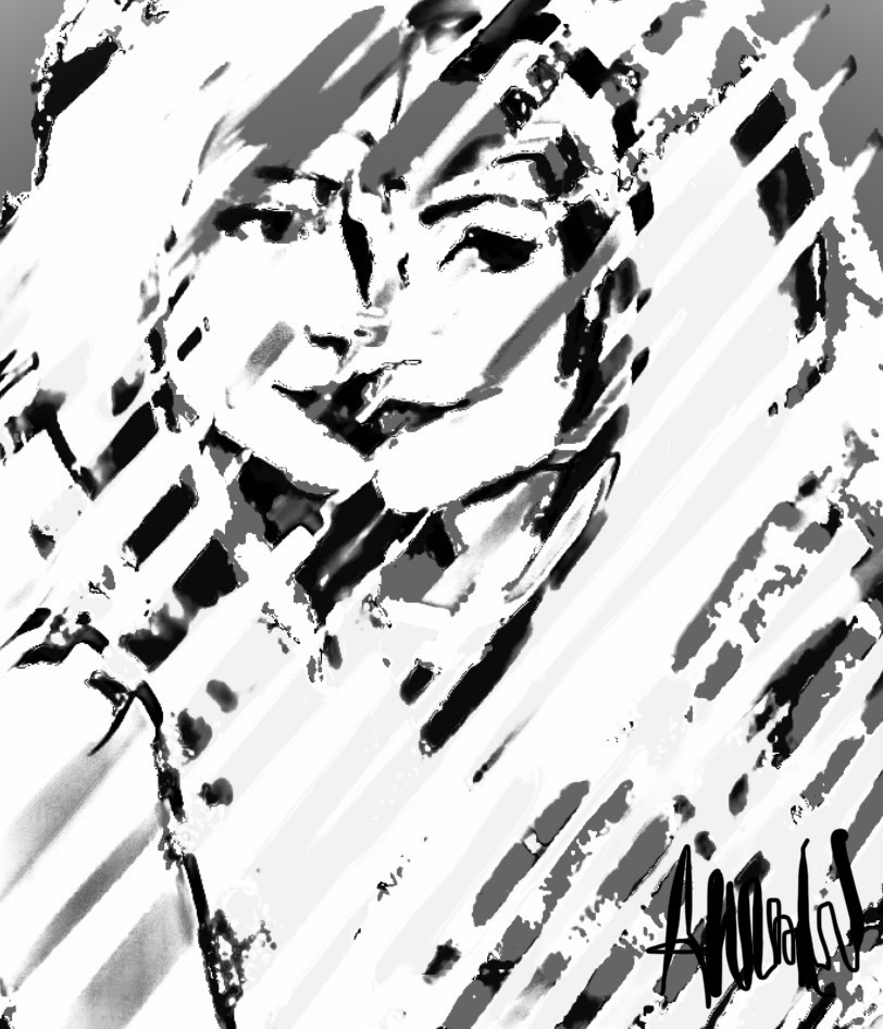 Dreamt Kiss, Digital Art Edit Cross Hatching Style