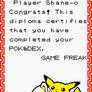 Diploma Print Pokemon Yellow 150 Colorized