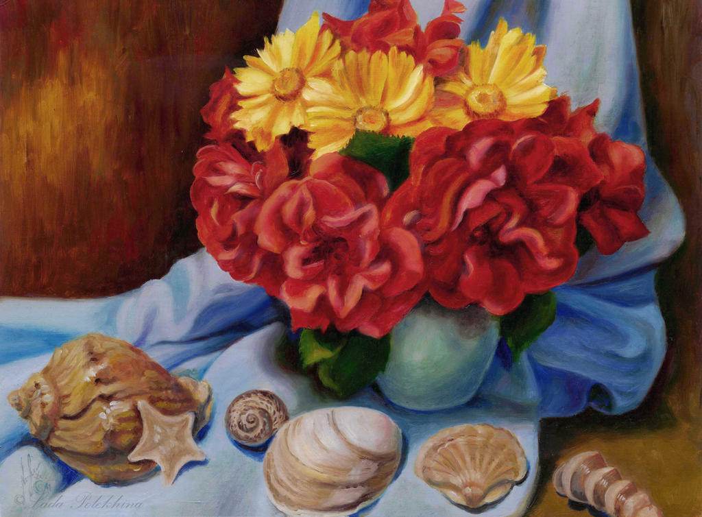 Still life with sea shell by slightlymadart on DeviantArt