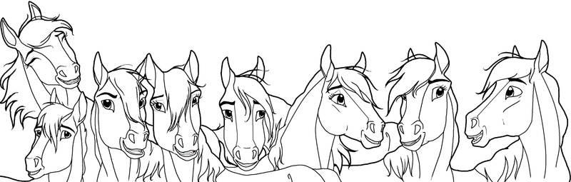 Eight Happy Horses --Lineart