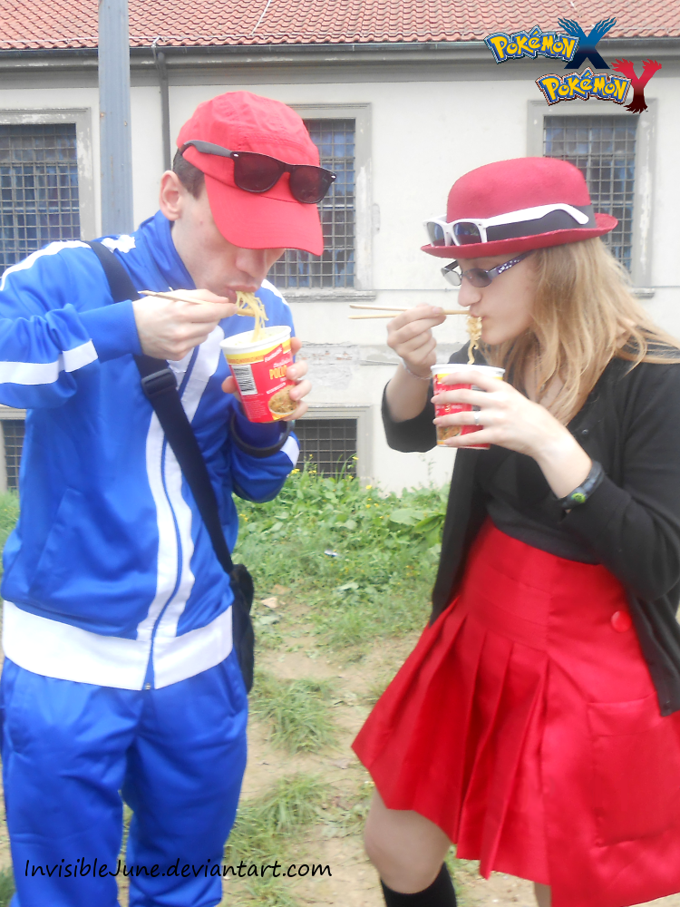 Eating ramen (Serena and Calem cosplays) by InvisibleJune on DeviantArt