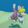 Cat peach underwater