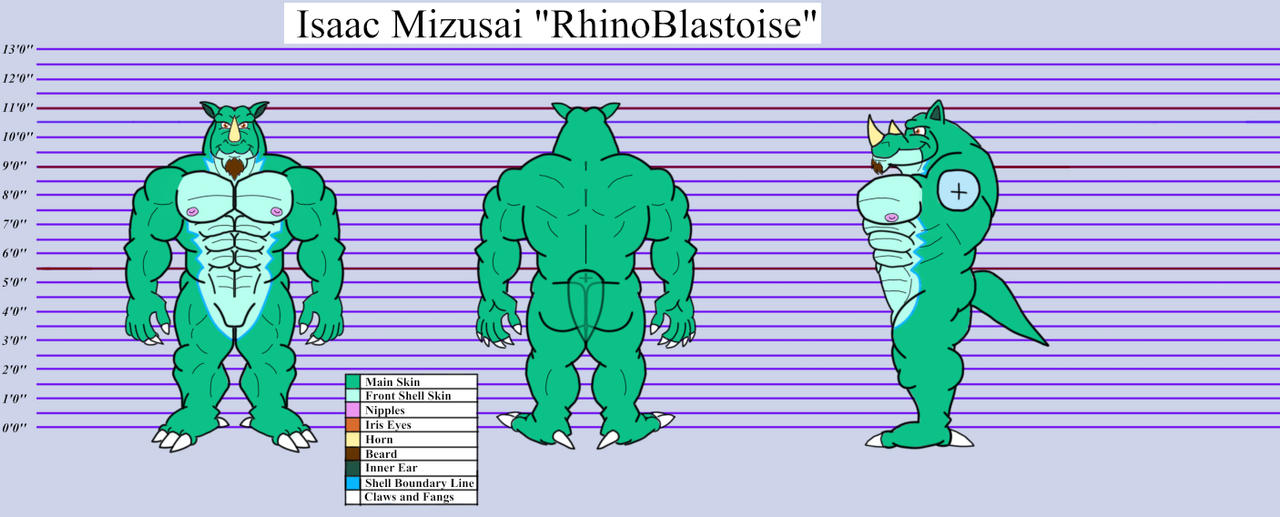 Isaac Mizusai RhinoBlastoise. Unclothed. Ref sheet