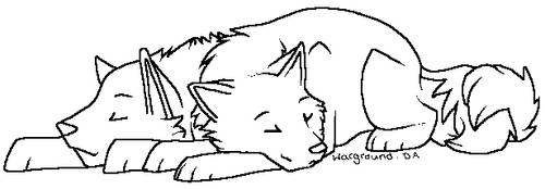 -- Wolf Couple Lineart