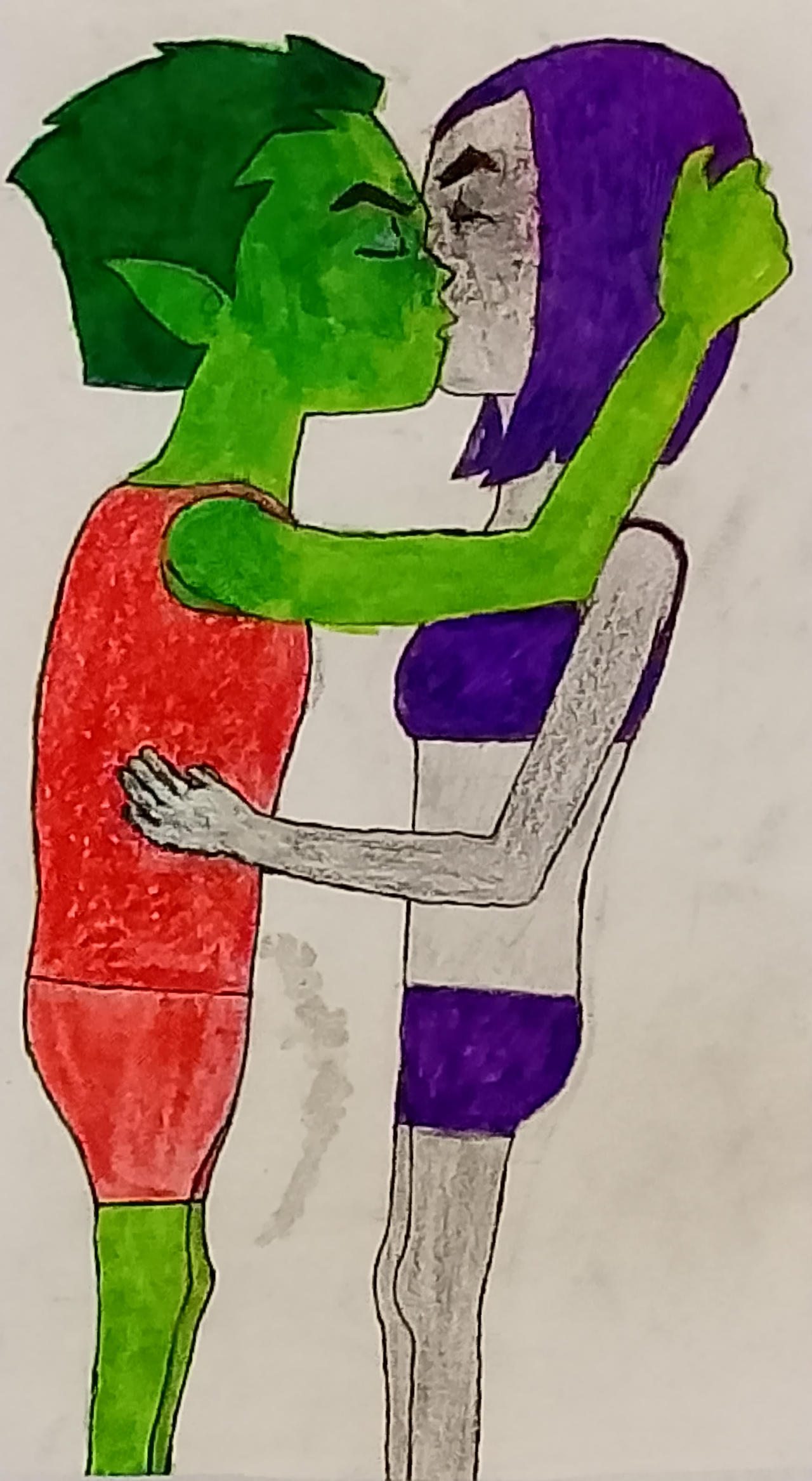 Raven and Beast Boy kiss