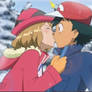 Ash and Serena kiss in the snow