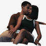 Girl and Boy kiss while eating and watching