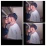 Couple in kitchen kiss Collage